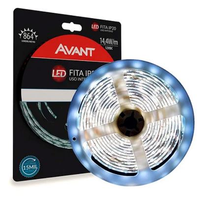 Fita de Led  Interna14,4w 6500k 12v 5 Metros -  Avant