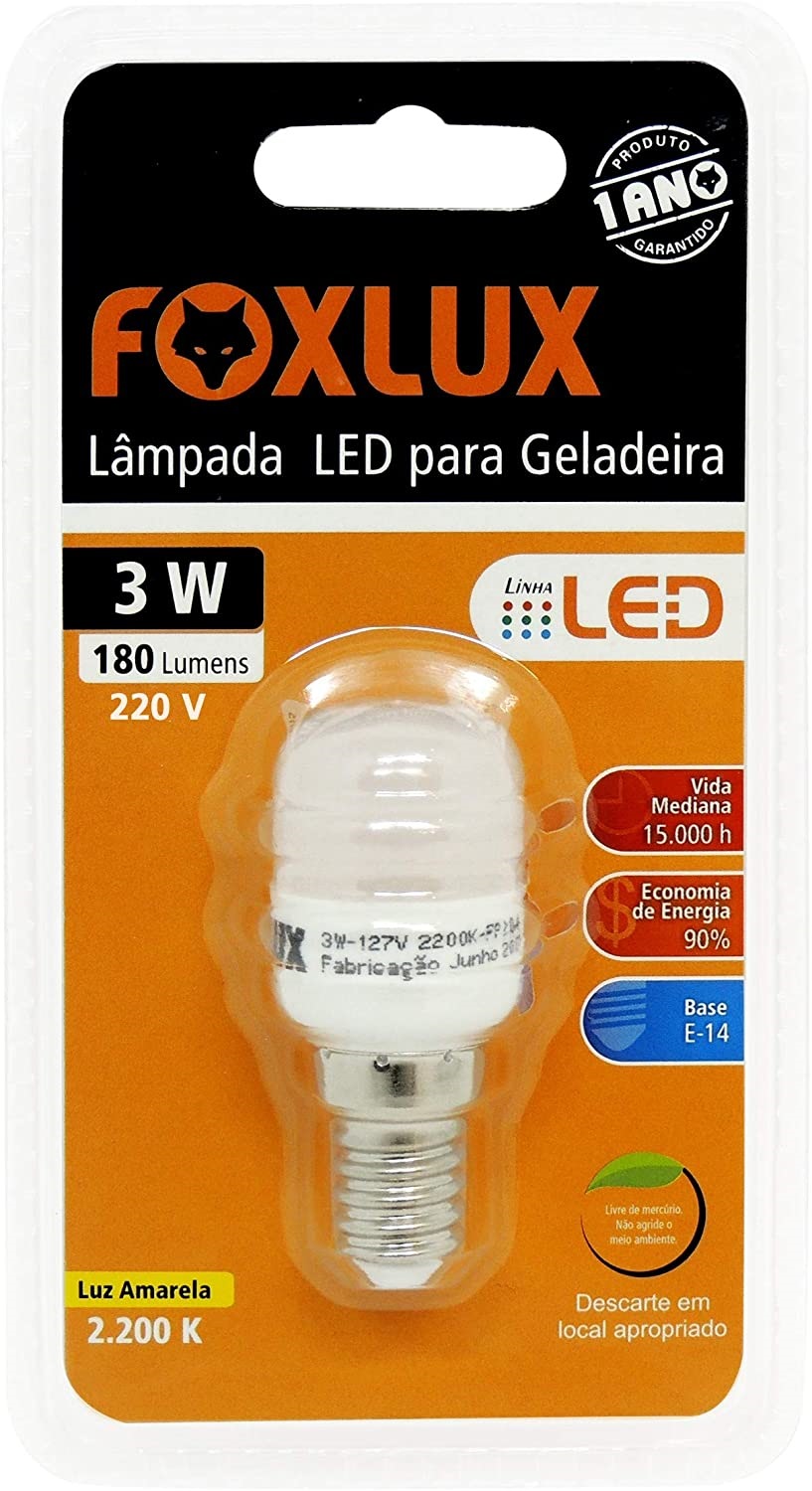 Lampada led P/geladeira 3w E-14 Foxlux