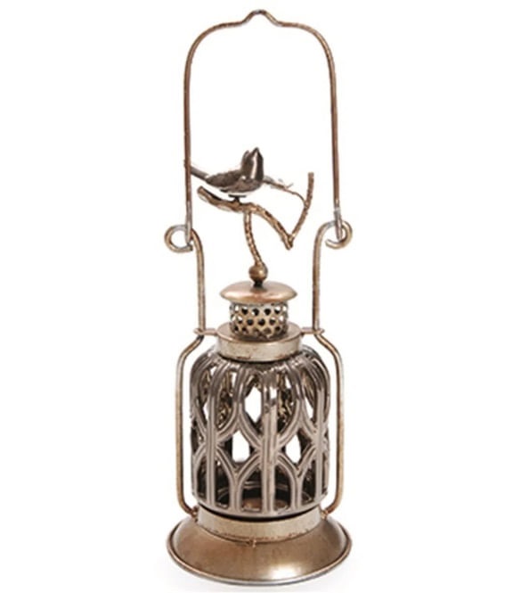 Luminaria Ceramica E Metal Com Passaro Ouro - Cromus