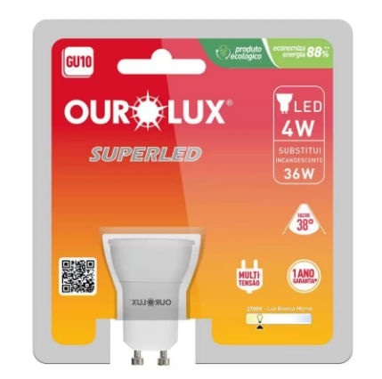 Lampada Superled 4w Gu10 2700k Ourolux