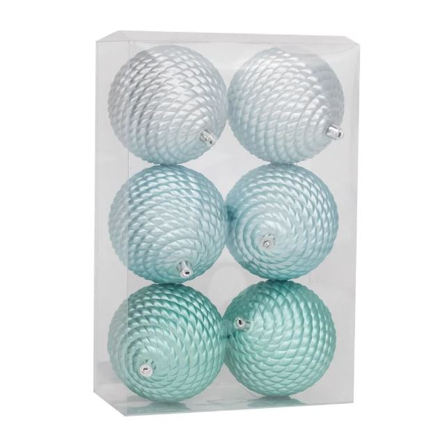 Jogo Com 6 Peças de Bola Trancada Azul Tiffany/Caribe e Pastel 10cm - Cromus