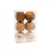 Bola Dourado Marrom 8cm Com 6Un - Cromus