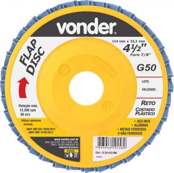Flap Disc Reto 4.1/2” g50 (c.plas)vonder