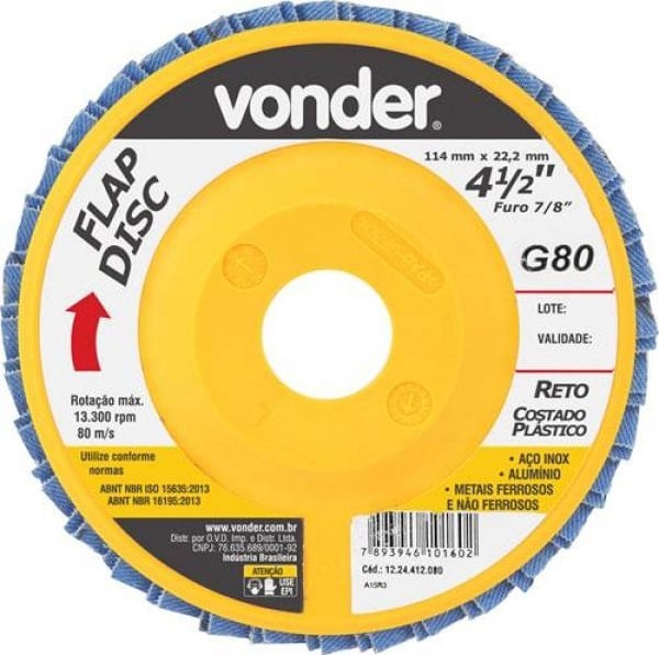 Flap Disc Reto 4.1/2” g 80(c.plas)vonde