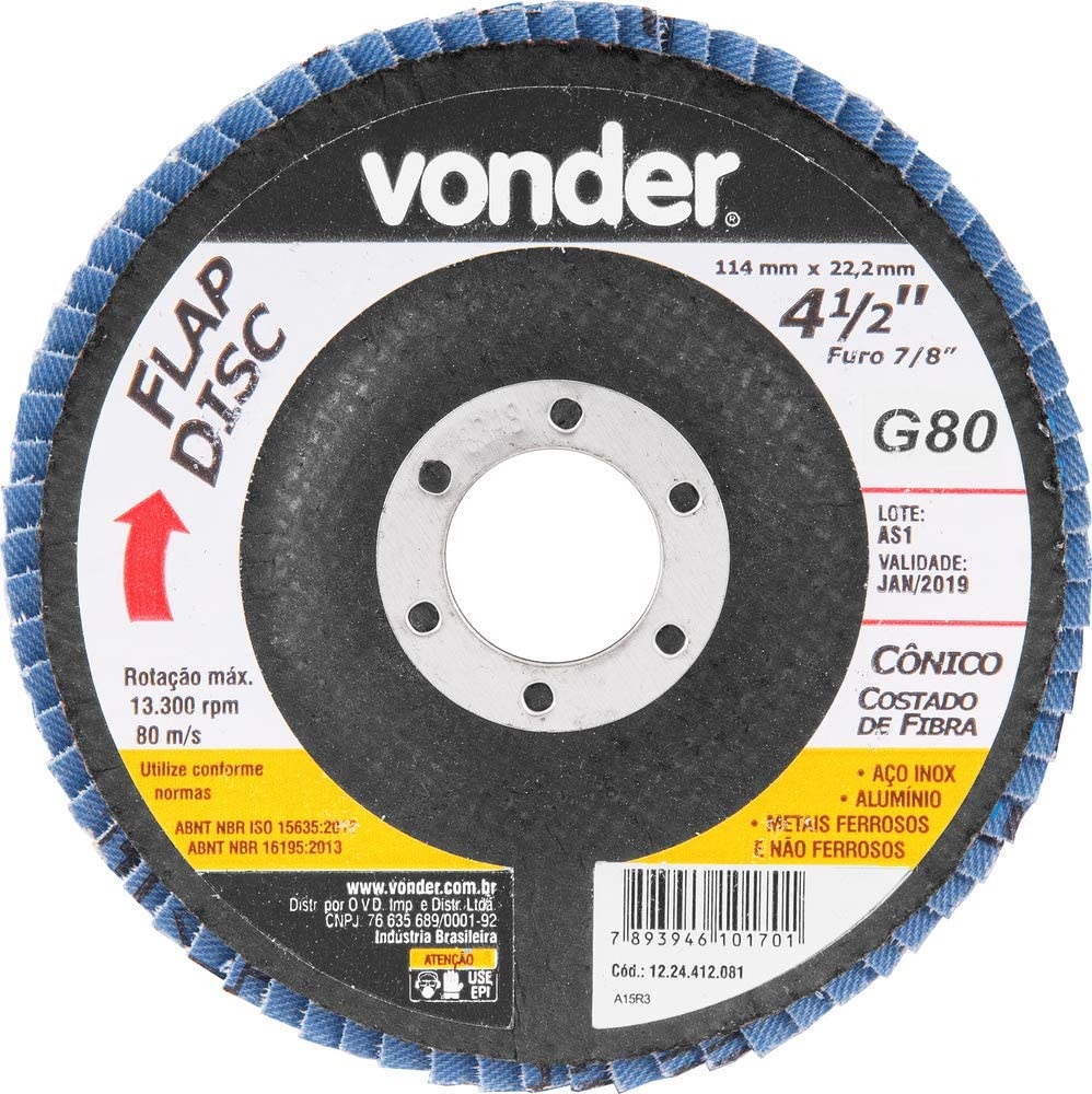 Flap Disc Conico 4.1/2” g 80(c.fibra)von