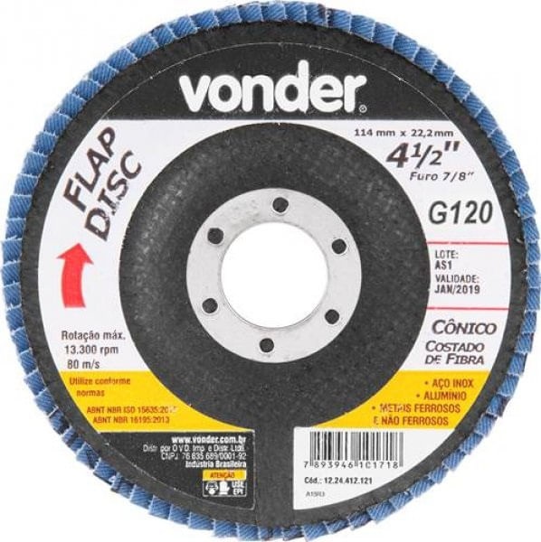 Flap Disc Conico 4.1/2” G120(c.fibra)von