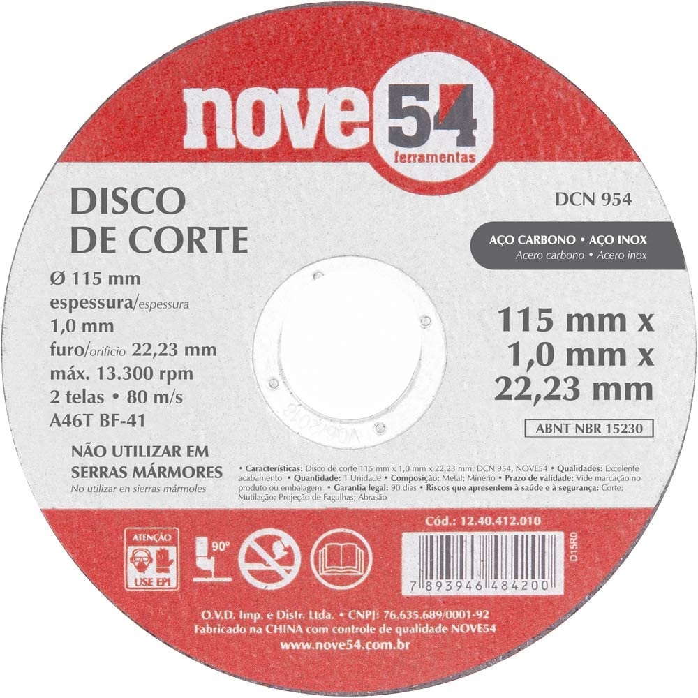 Disco Corte 115,0x1,0x22,23 dcn Nove54