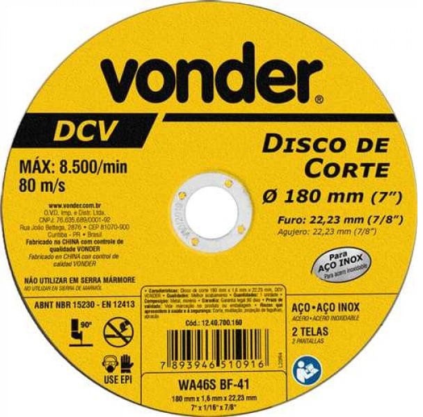 Disco Corte 180,0x1,6x22,23 dcv Vonder