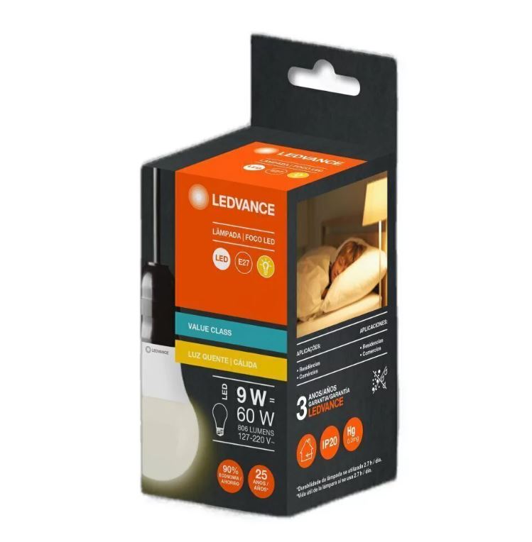 LAMPADA LED BULBO 9W 3000K LEDVANCE