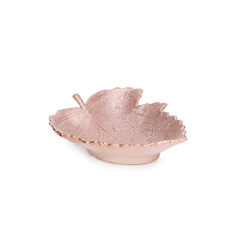Prato Decorativo Formato Folha Rose Gold 19cm - Cromus