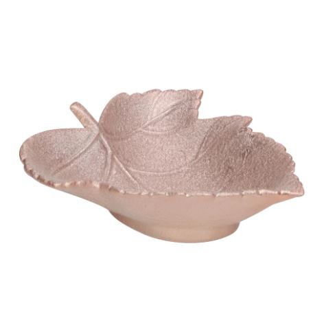 Prato Decorativo Formato Folha Rose Gold 16cm - Cromus