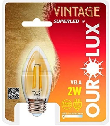 Lampada Vintage 2w Vela 2400k Ourolux