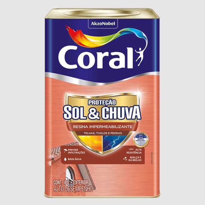 Resina Impermeabilizante Incolor Proteção Sol & Chuva 18 Litros - Coral