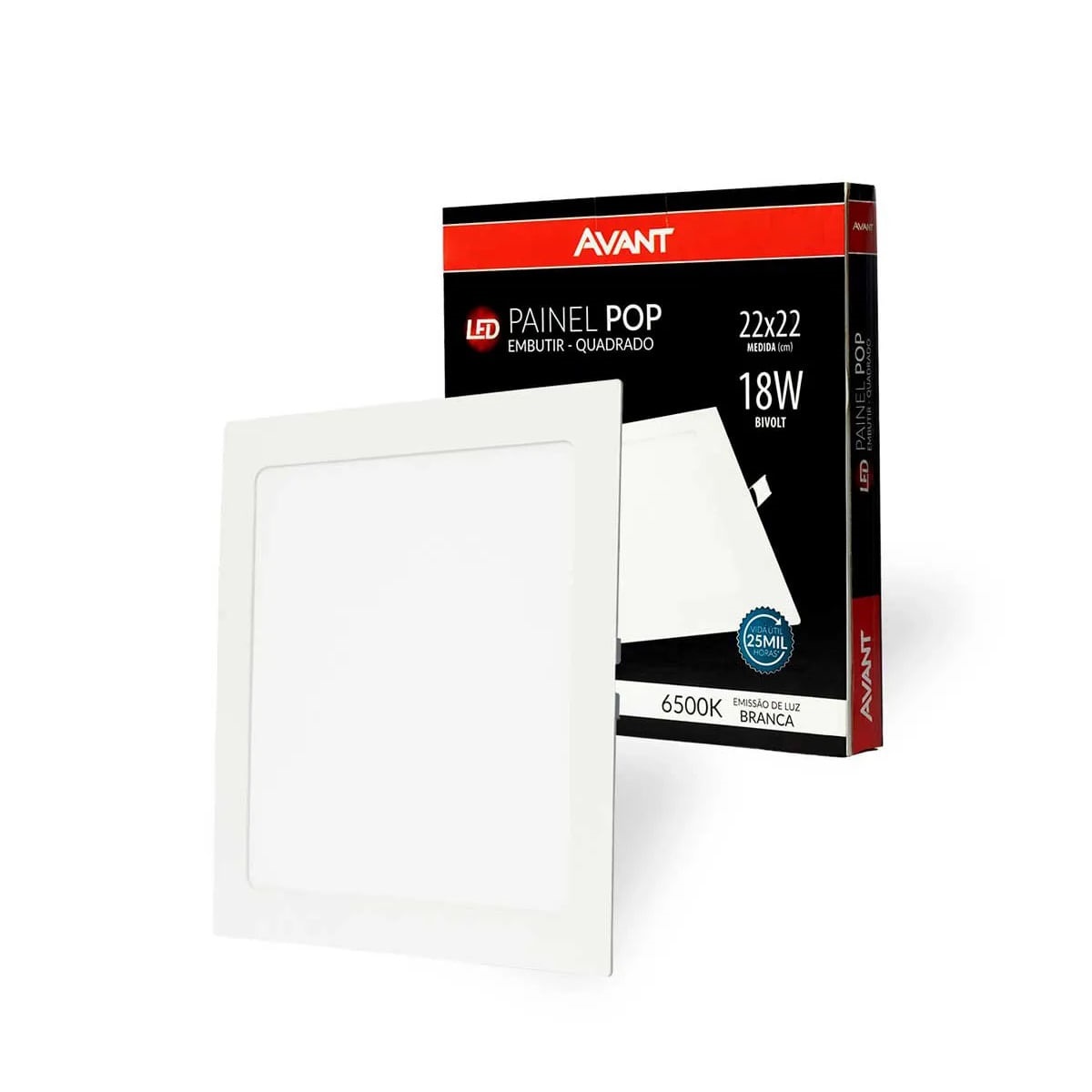 Painel emb qd led 18w 22cm 6500k Avant