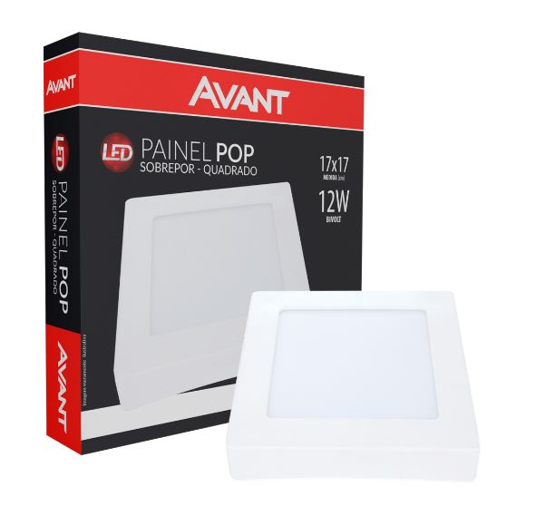 Painel Pop Sobrepor Quadrado 17cm 6500k 12w  - Avant