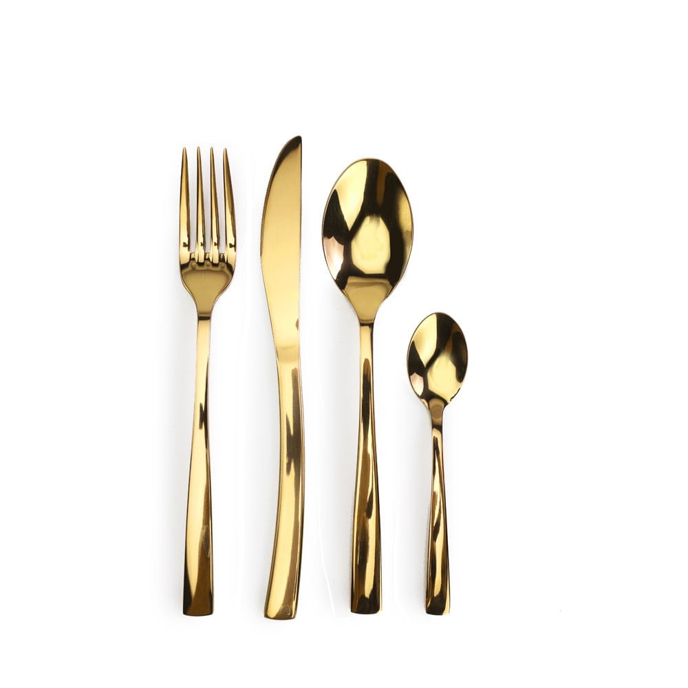 Faqueiro aco Inox Dourado jg C/24pc