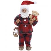 Noel C/lanterna Urso Xadrez Vm/bc/vd30cm