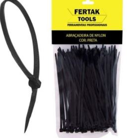 Abracadeira Nylon 2,5x140mm Com 100 Preto Fertak