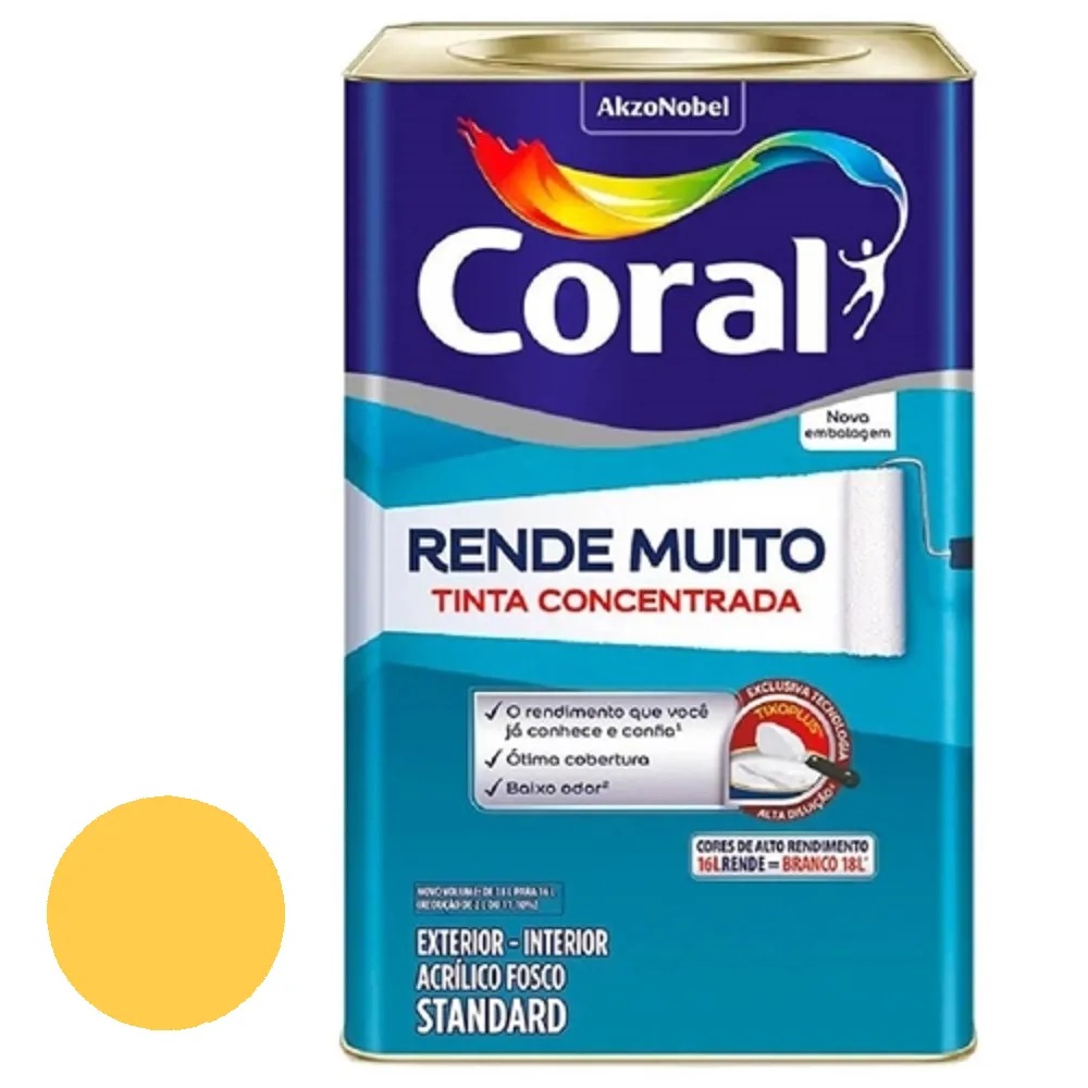 Tinta Rende Muito 16 Litros Amarelo Frevo Coral