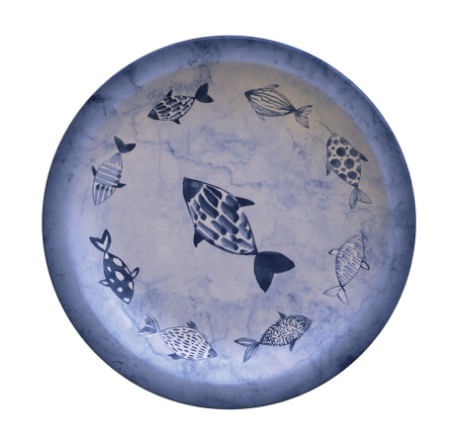 Prato Sobremesa Peixes em Porcelana Decorada 21cm Tramontina
