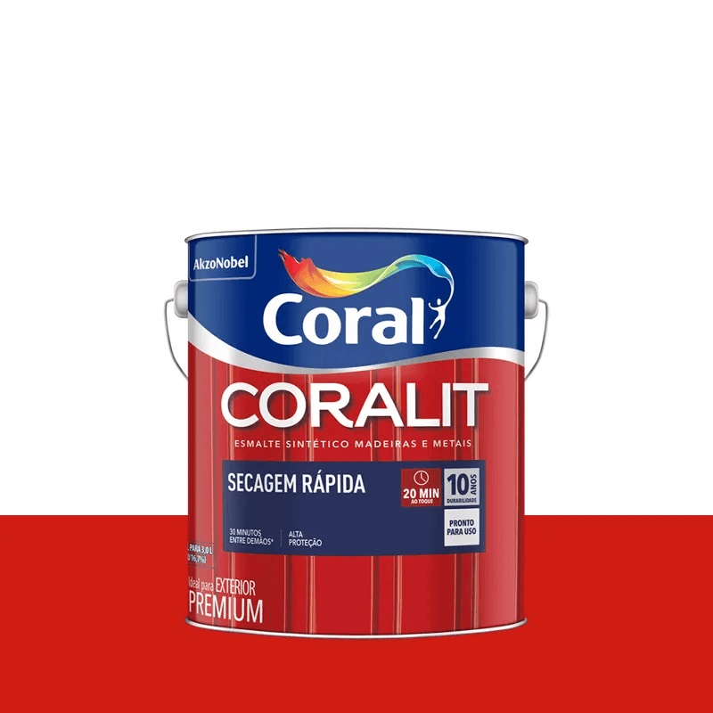 Esmalte Coralit Secagem Rápida Brilhante Branco 3 Litros - Coral
