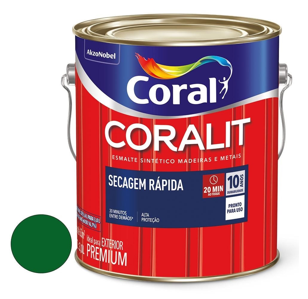 Esmalte Coralit sec rap Verde Folha 3.0l