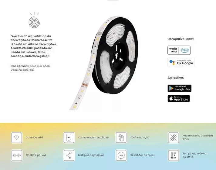 Fita led Smart 5w 12v Rgb+cct 5m Blumena