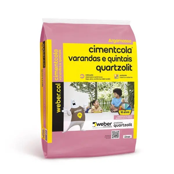 Argamassa ACII Interno e Externo 15kg Cinza Quartzolit