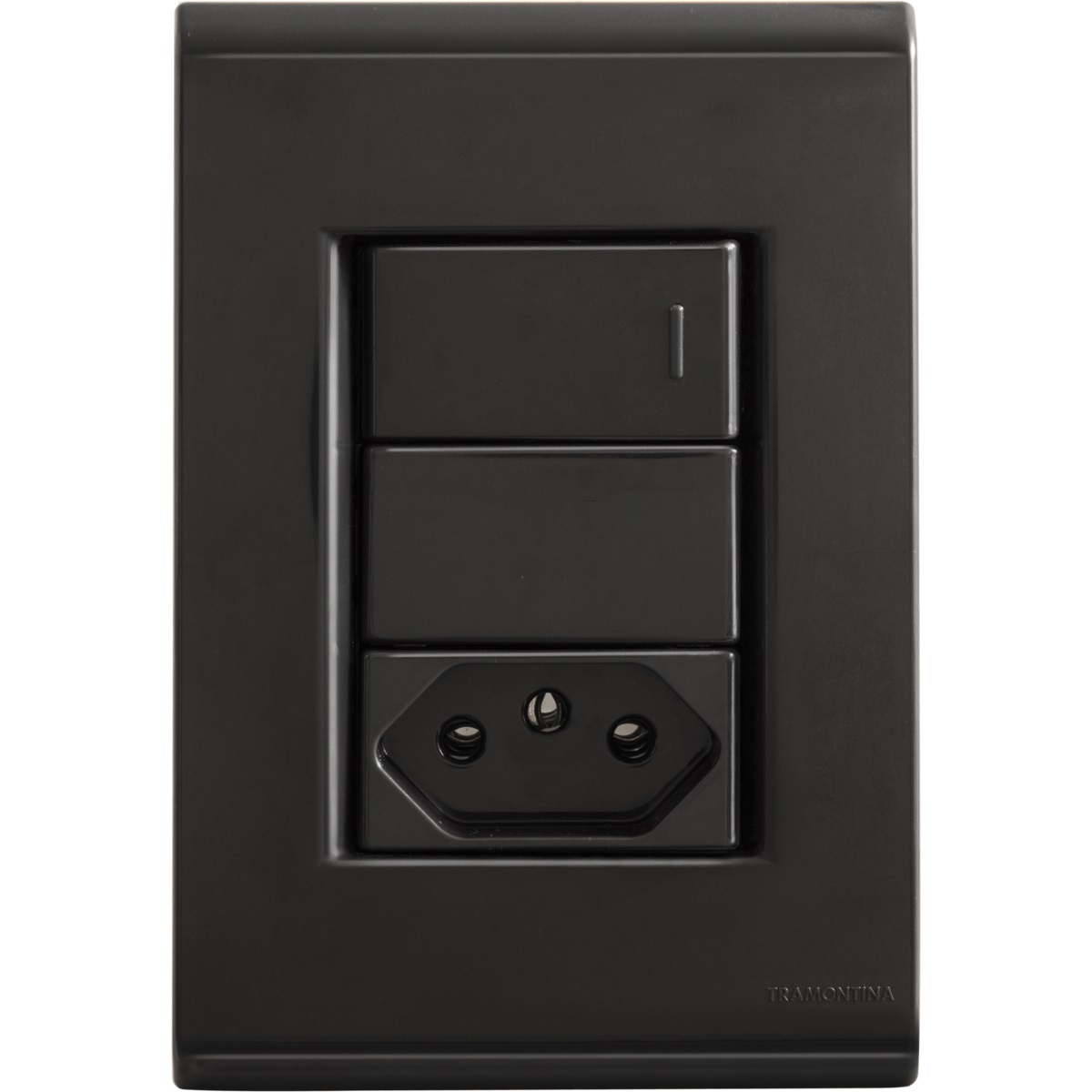 Conjunto Interruptor Simples + Tomada 2P+T 10A  250V Grafite Liz - Tramontina