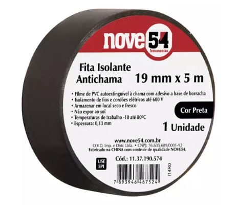Fita Isolante 19mmx05m Preta 954