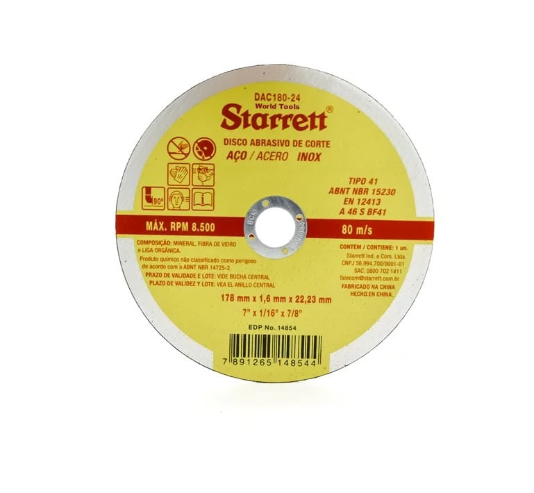 Disco Abrasivo 178x1.6x22mm Starrett