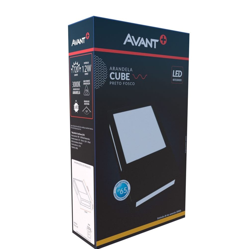 Arandela Cube Preto Fosc 12w 3000k Avant