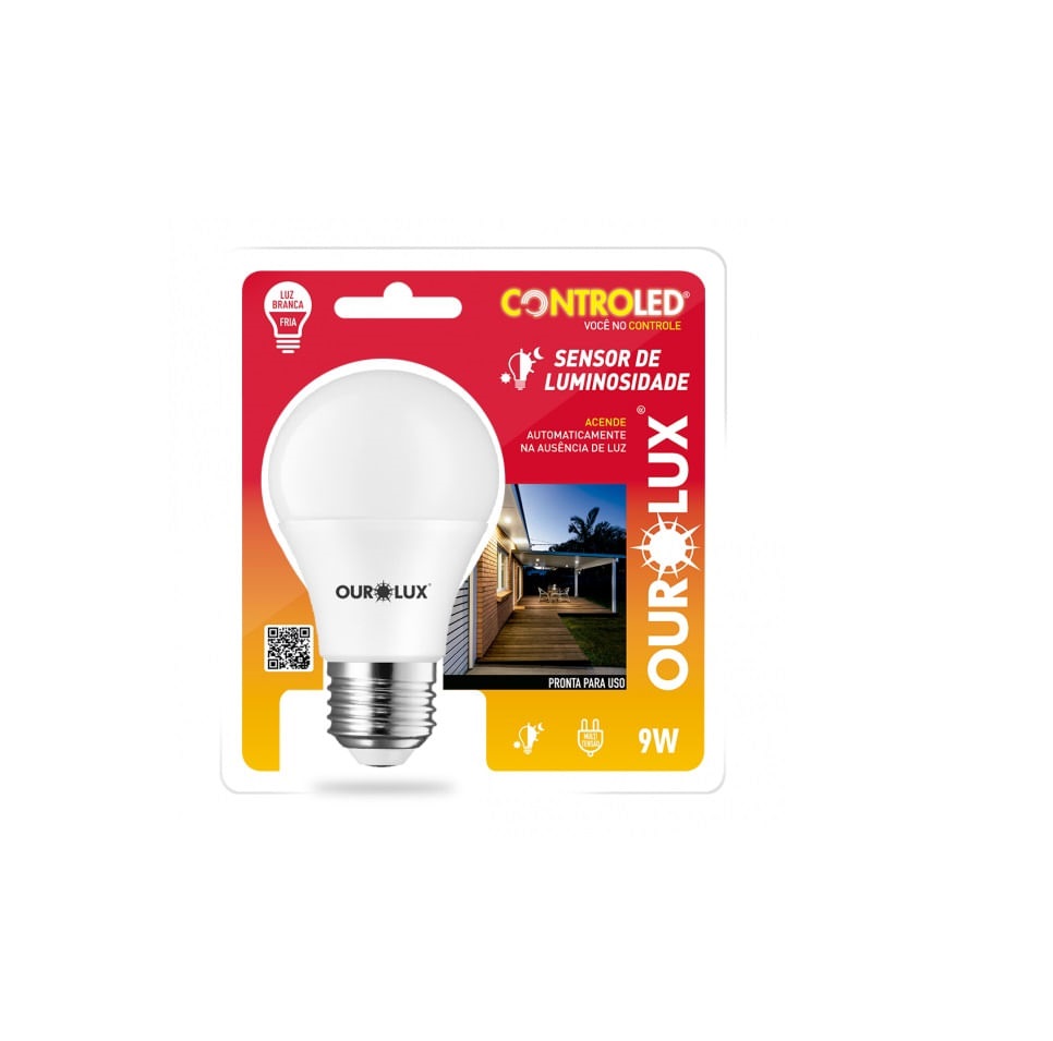 Lampada c/ Sensor de Luminos 9w 6500k