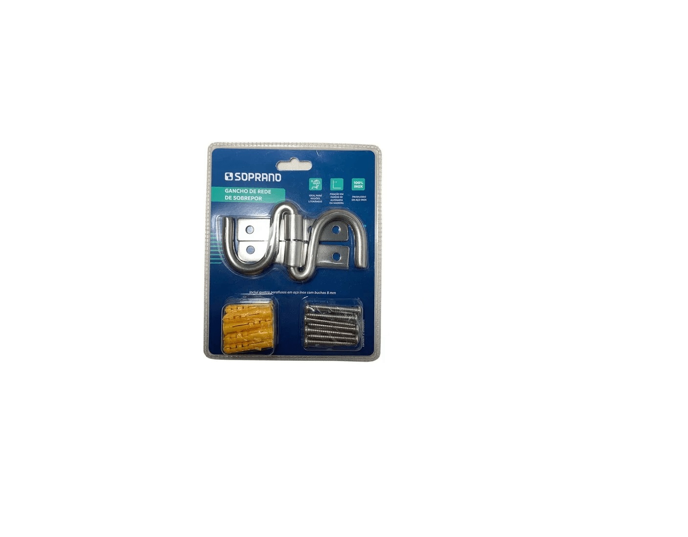 Gancho Rede Sobrepor Inox 2 Pcs Soprano
