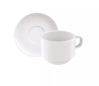 Conjunto Xícara e Pires de Chá Paola em Porcelana 240ml -  Tramontina