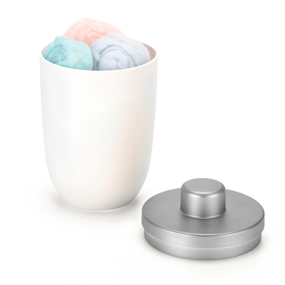 Porta Algodão Branco e Prata Arthi