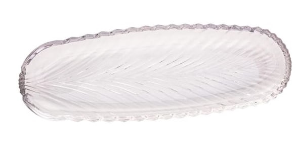Prato Decorativo de Cristal Leaf 39,5cm