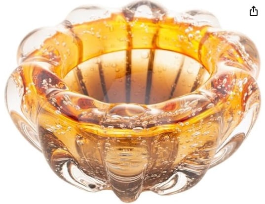 Centro de Mesa de Vidro Italy Ambar/marr