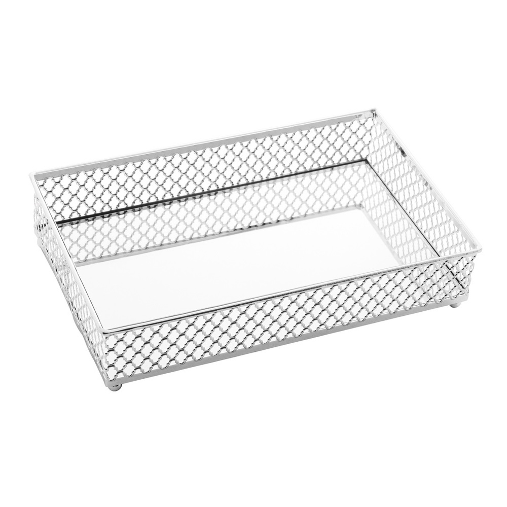 Bandej de Metal C/esp bac Prata 21x13x05