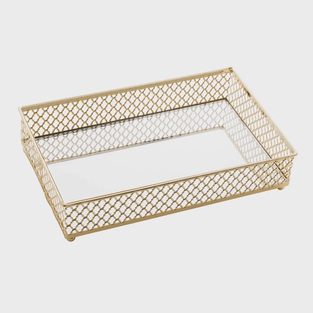 Bandej de Metal C/esp bac Gold 21x13x05