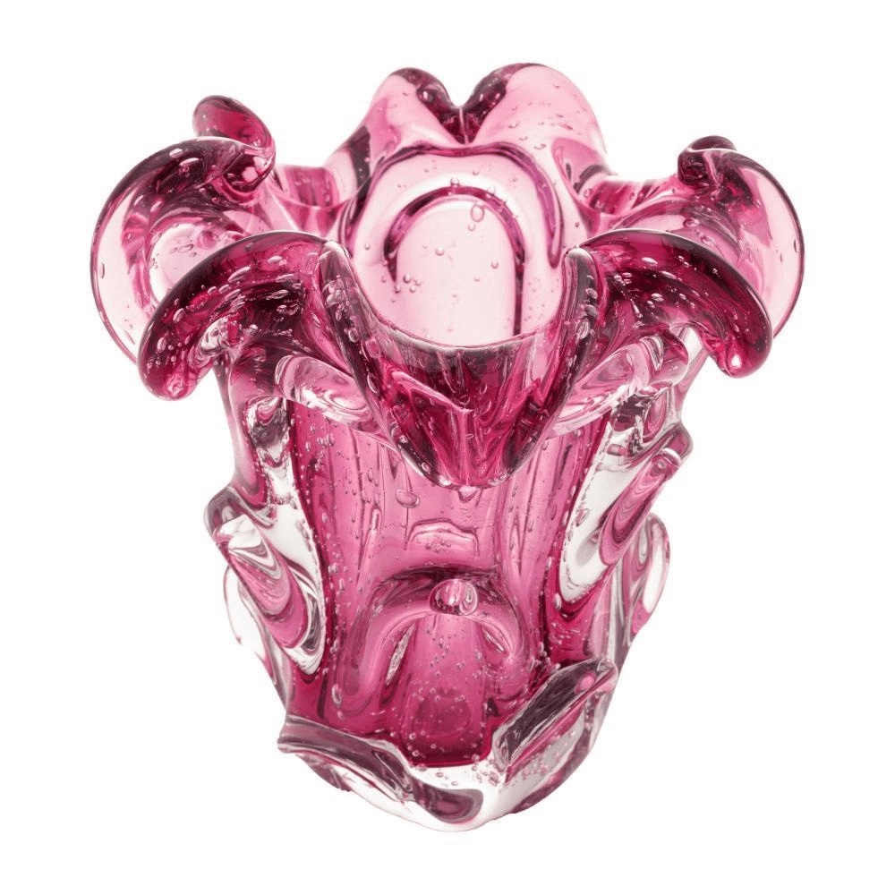 Vaso de Vidro Italy Rosa 15x16cm Lyor
