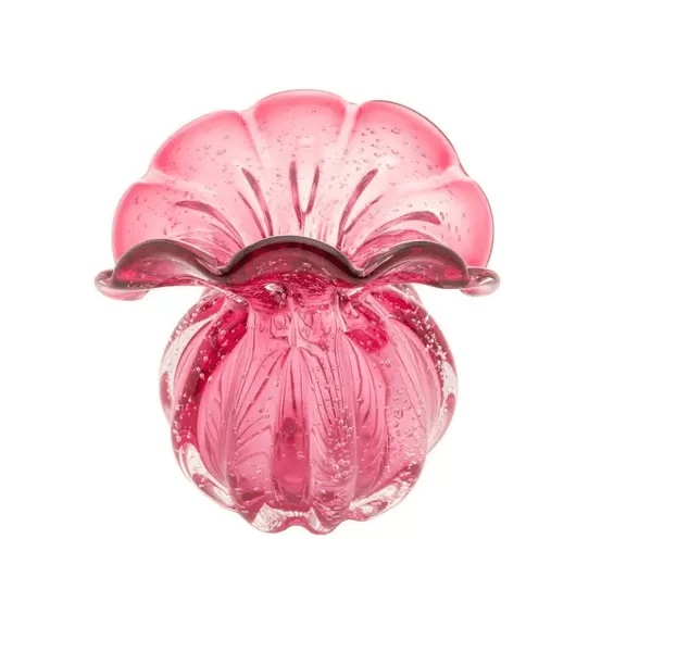 Vaso de Vidro Italy Rosa 11x9x11,5cm lyo