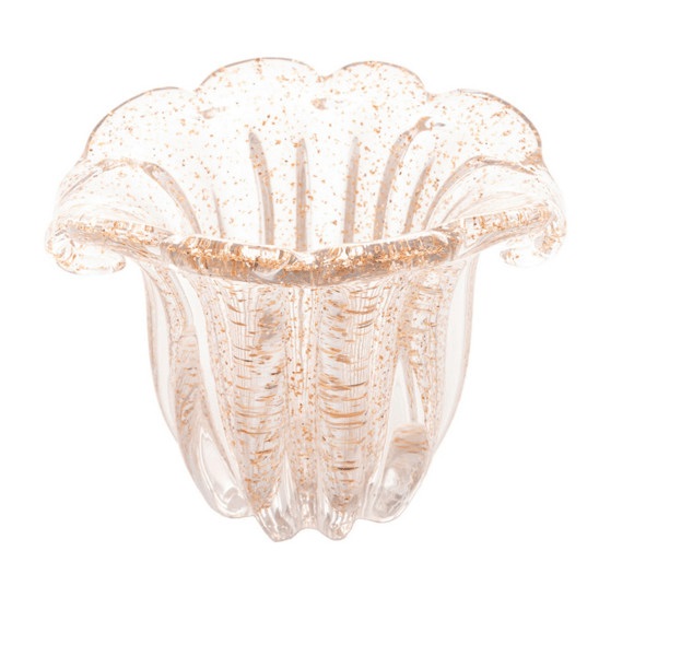Vaso de Vidro Italy Dourado 17x14x16,5cm