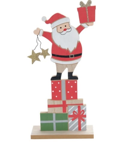 Papai Noel dec C/presentes Madeira 30cm