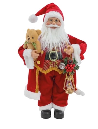 Papai Noel Segurando Urso Vm/bc/our 50cm