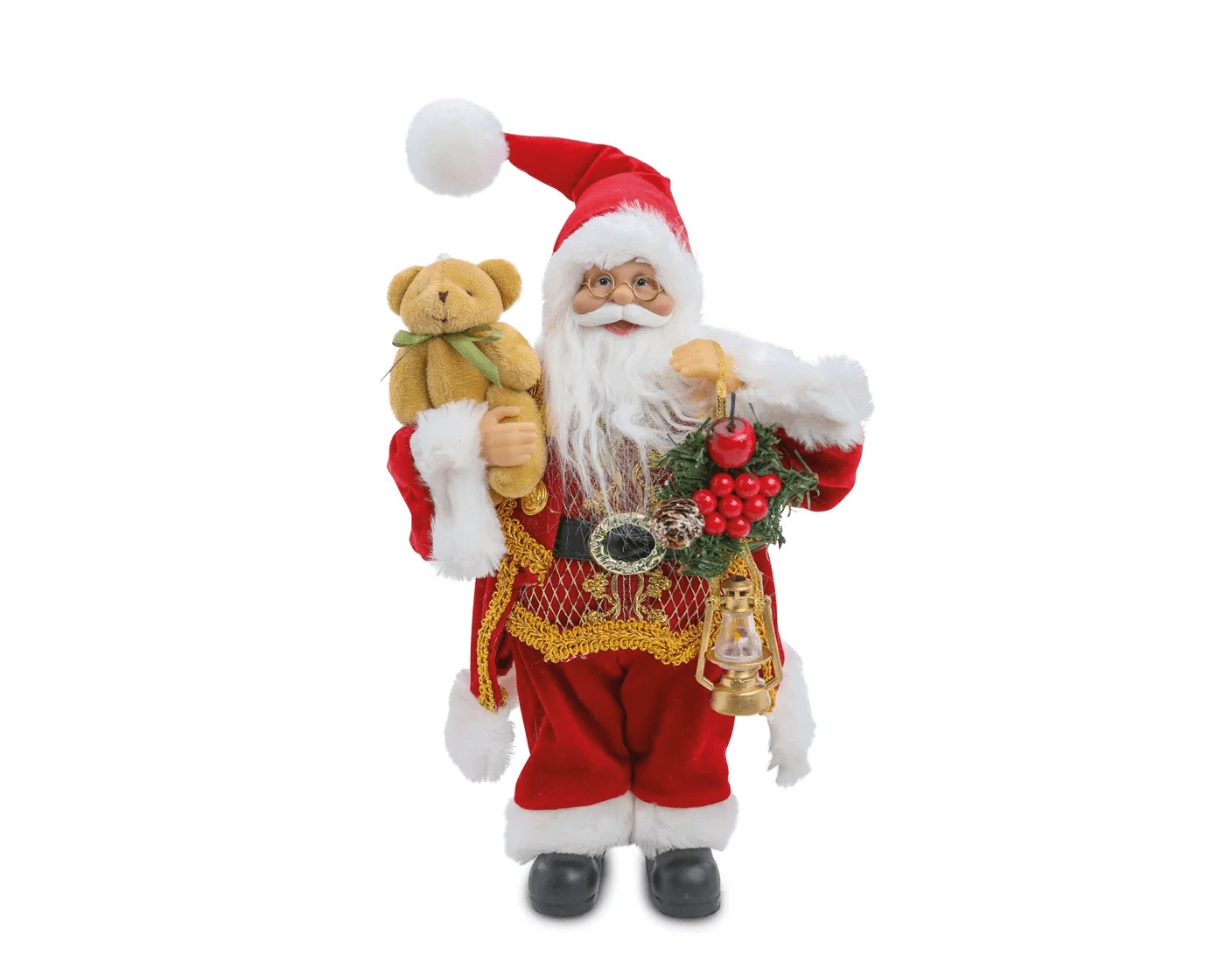Papai Noel Segurando Urso Vm/bc/our 32cm