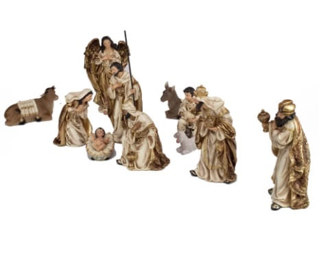 Presepio em Resina Marrom Claro/ouro