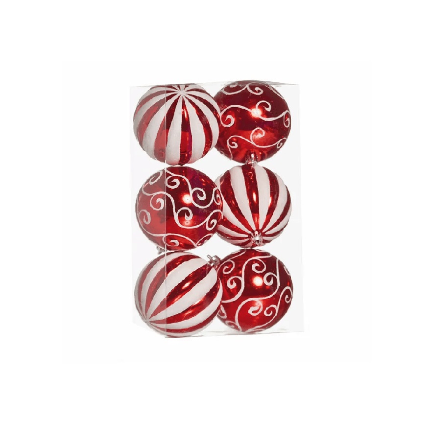 Bola Vermelho/ Branco 8cm jg c/6 Cromus