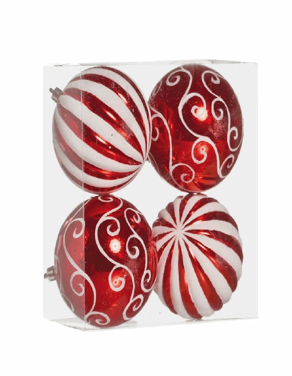 Bola Vermelho/ Branco 10cm jg c/4 Cromus