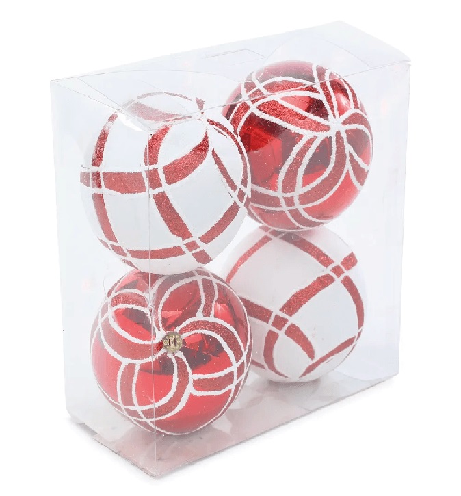Bolas Losango Vrm/bco 10cm jg c/4 Cromus